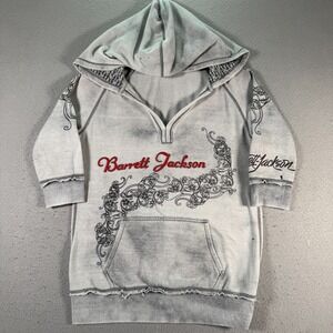 Barrett Jackson Hoodie Sweatshirt‎ Womens Medium Gray Open Neck Short Sleeve